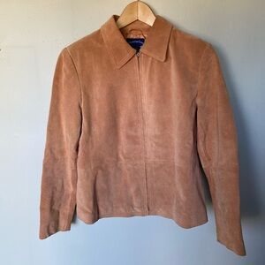 Charter Club Suede Camel Coat leather